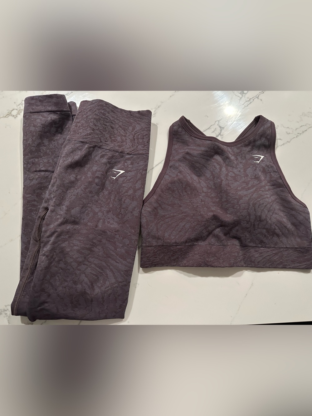 Women’s' Purple Gymshark Active Crop Top and Leggings Set